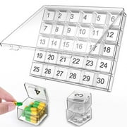 Monthly Pill Organizer 30 Days Pill Organizer Box Large Compartments Portable Case for Travel Month Pill Cases Medicine Organizer for Vitamin